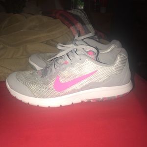 Gray and pink nikes